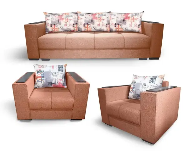 Set living Solis N52 - Canapea + 2 fotolii (3-1-1) Caramiziu