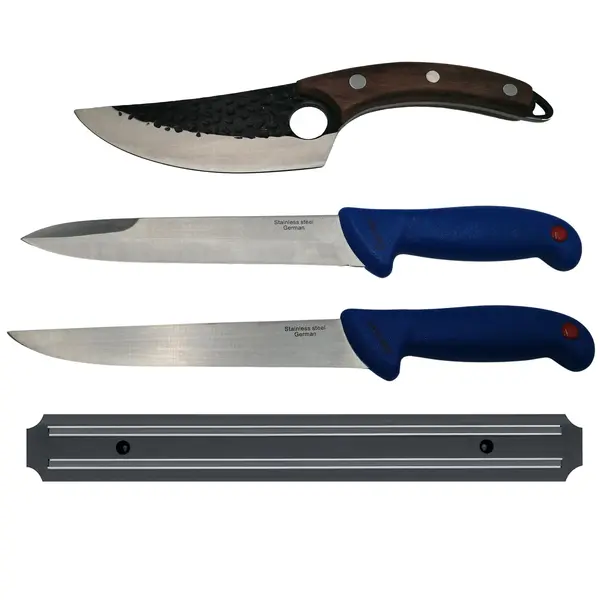 Set macelarie DEPOX , cutite bucatarie, injunghiat si suport magnetic, otel inoxidabil