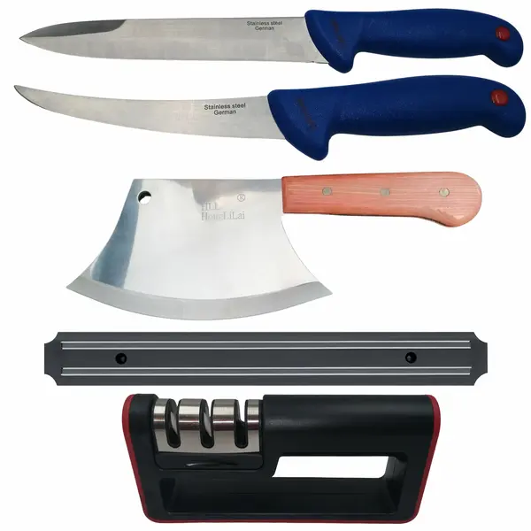 Set macelarie DEPOX , satar, injunghiat, filetat, ascutitoare si suport magnetic, otel inoxidabil