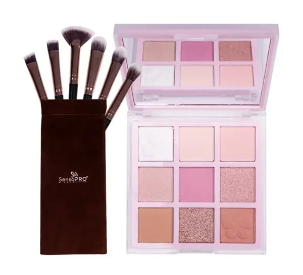 Set Machiaj, SensoPro Milano, Valentine Eyes, Paleta Fard si Pensule Machiaj