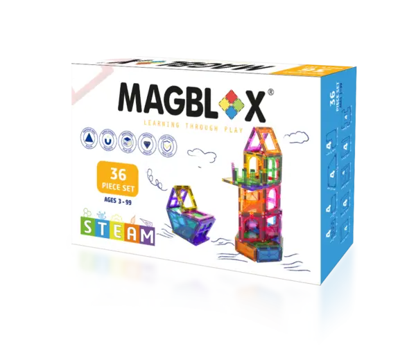 Set magnetic Magblox - 36 piese magnetice accesorii pentru constructie