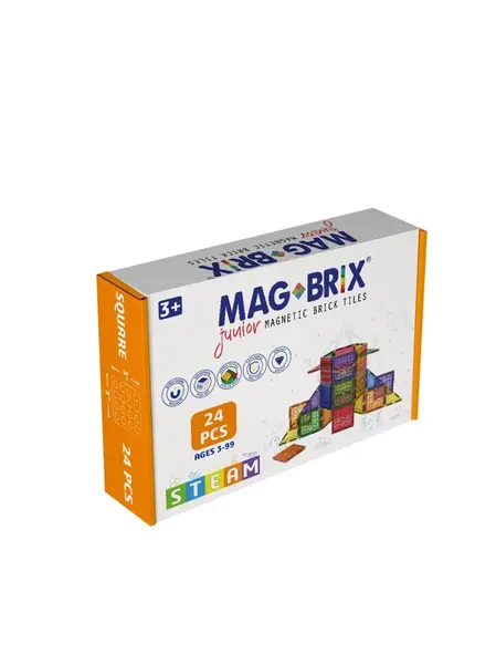 Set magnetic Magbrix Junior 24 piese patrate - compatibil cu caramizi de constructie tip Lego Duplo