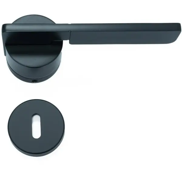 Set Maner si Rozeta P pentru Usi, Model Esus, Fi 52x158 mm, Finisaj Negru Mat