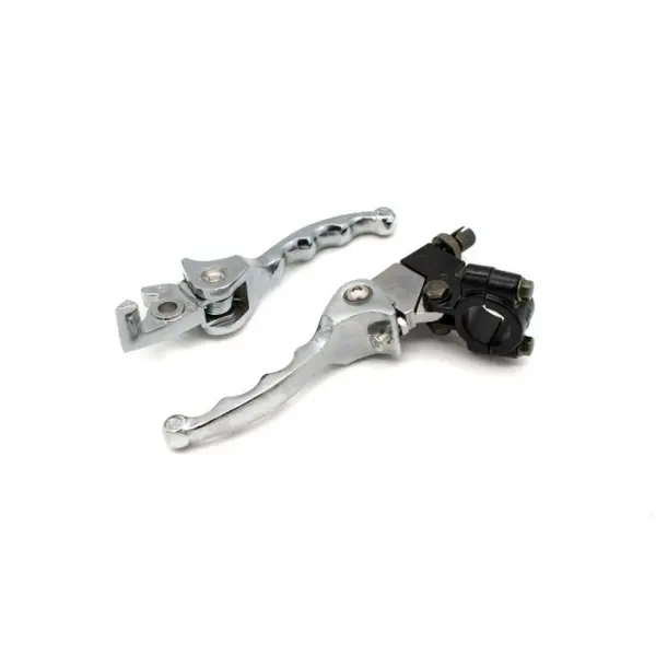 Set manete frana si ambreiaj cross 125, rabatabile, culoare argintiu