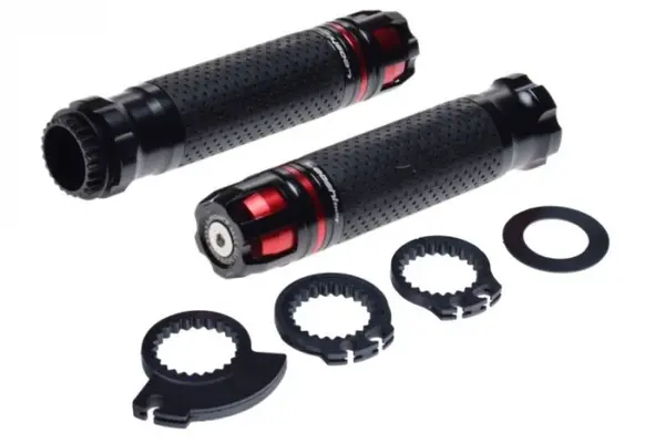 Set mansoane moto, aluminiu si cauciuc, culoare rosu negru