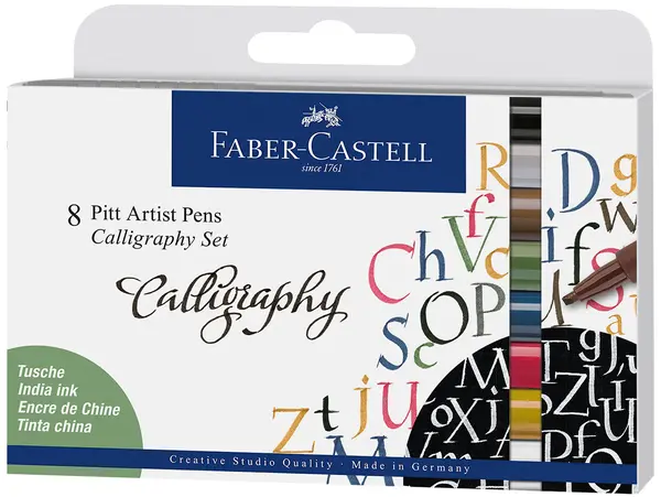 Set markere caligrafice Faber-Castell Pitt Artist - 8 culori