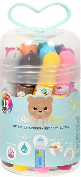 Set markere Legami - Teddy Friends, 12 bucăți