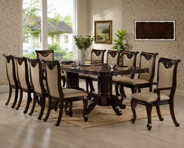 Set masa AC3268T + 10 Scaune, Dark Brown