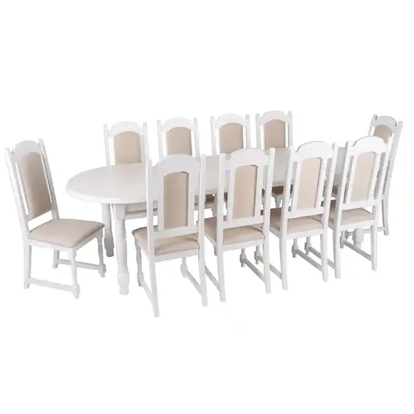 Set masa cu 10 scaune dining Imperial alb, 200 280 x 100 x 80 cm