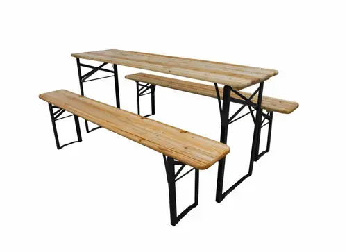 Set masa cu 2 banci de lemn HEINNER DMBL001, pliabile (Maro)