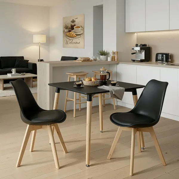 Set masă cu scaune Gaston și Natali, 3 piese, Natural, 70x70x75 cm