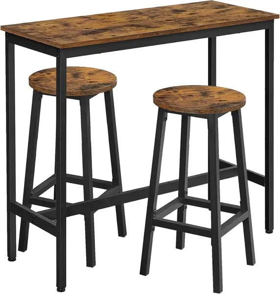 Set masa de bar si 2 scaune de bar Vasagle Maro, 40 x 100 x 90 cm
