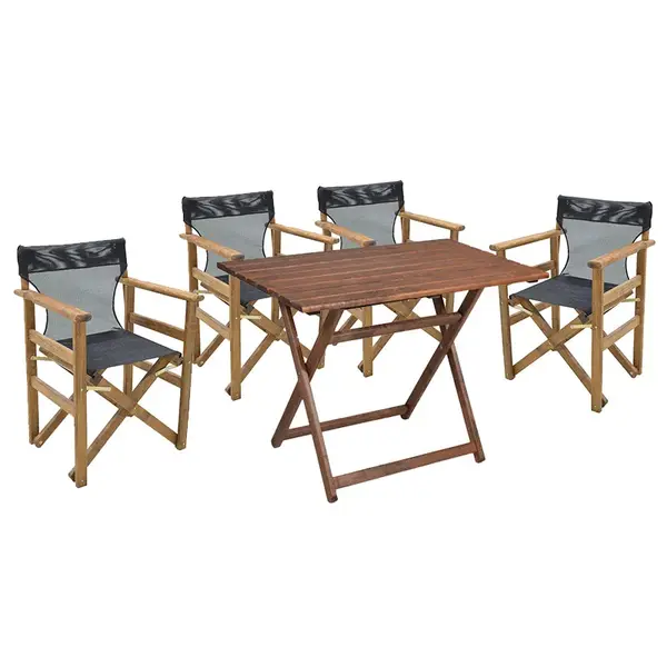 Set masa dining Retto, 5 piese, lemn de fag solid nuc-PVC negru, 80x60x72 cm. Set masă dining Retto, 5 piese, lemn de fag solid nuc-PVC negru, 80x60x72 cm.