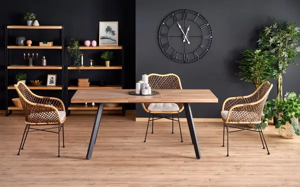 Set masa extensibila Berlin L160-220 cm + 4 scaune K336 ratan natural