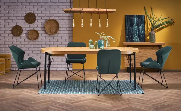 Set masa extensibila Inferno L100-300 cm + 6 scaune K458 velvet verde