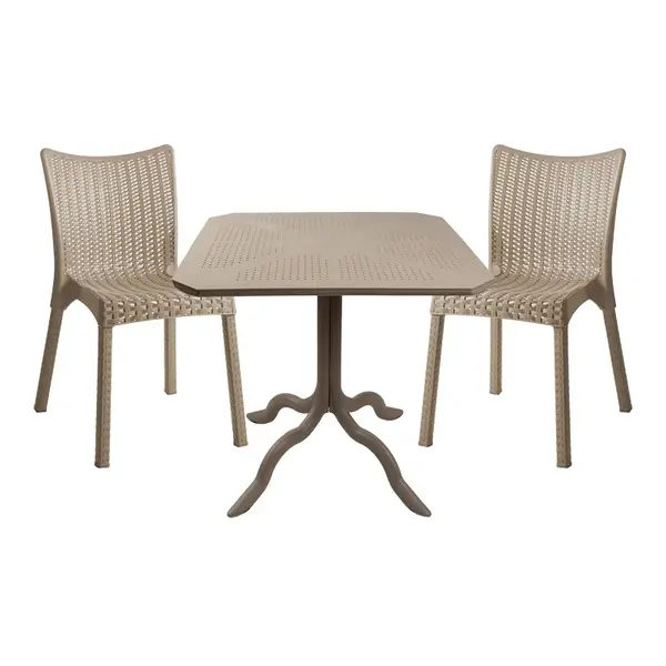 Set masa iconic-confident pakoworld, 3 piese, din plastic pp, culoarea cappuccino. Set masă iconic-confident pakoworld, 3 piese, din plastic pp, culoarea cappuccino.