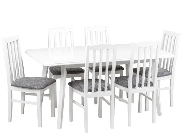 Set masa living Olivia F alb cu 6 scaune Vlad 1 SM