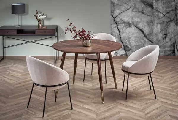 Set masa rotunda Domenico ø110 cm + 3 scaune K482 bej