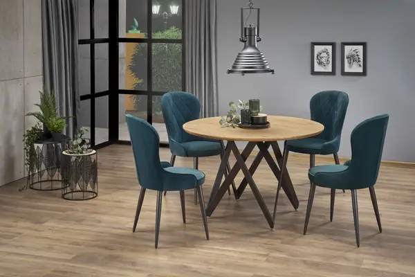 Set masa rotunda Mozambik ø120 cm + 4 scaune K366 verde inchis