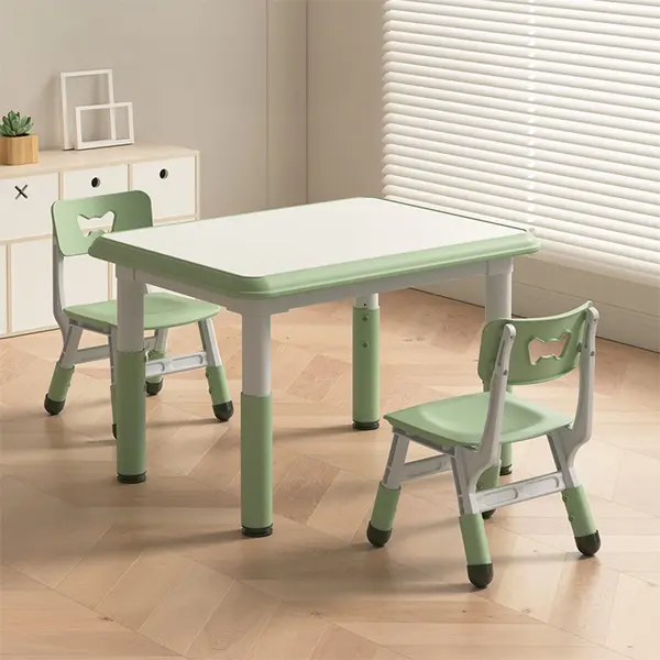 Set Masa si 2 Scaune Reglabile pentru Copii, Desen si Invatare, Verde - Default Title