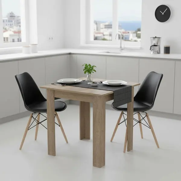 Set masa si scaune 3 buc Gaston Stejar inchis 80x80x77 cm