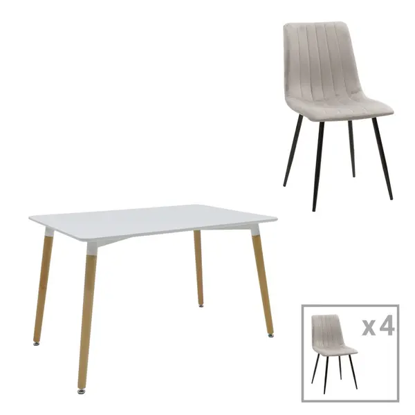 Set masa si scaune 3 piese Natali-Noor Gri 120x80x76 cm