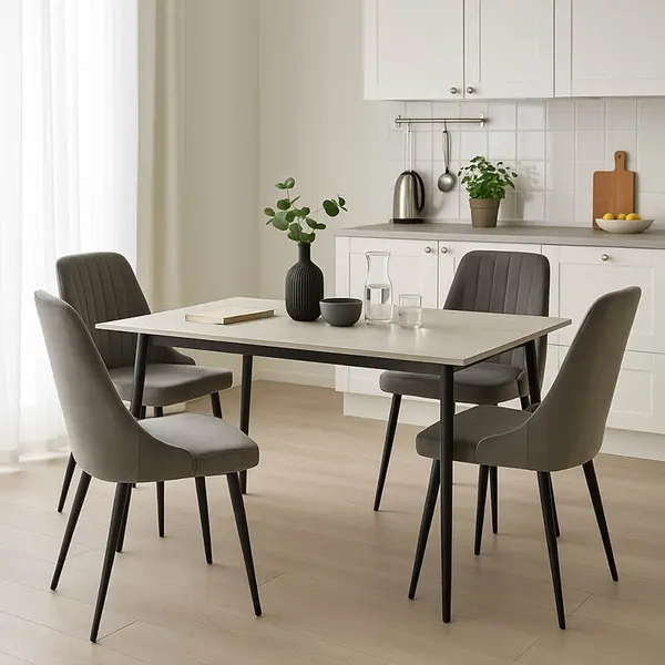 Set masa si scaune 5 buc Azori-Gustas Antracit 120x60x75 cm