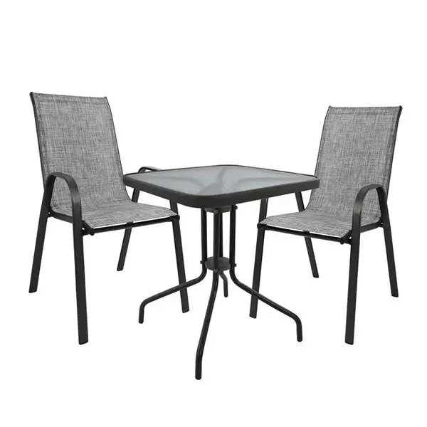 Set masa si scaune ANZIO 60x60x72cm - Gri inchis