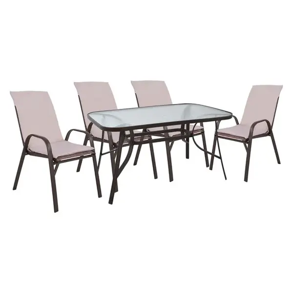 Set masa si scaune ARABELLA 140x80 cm - Maro