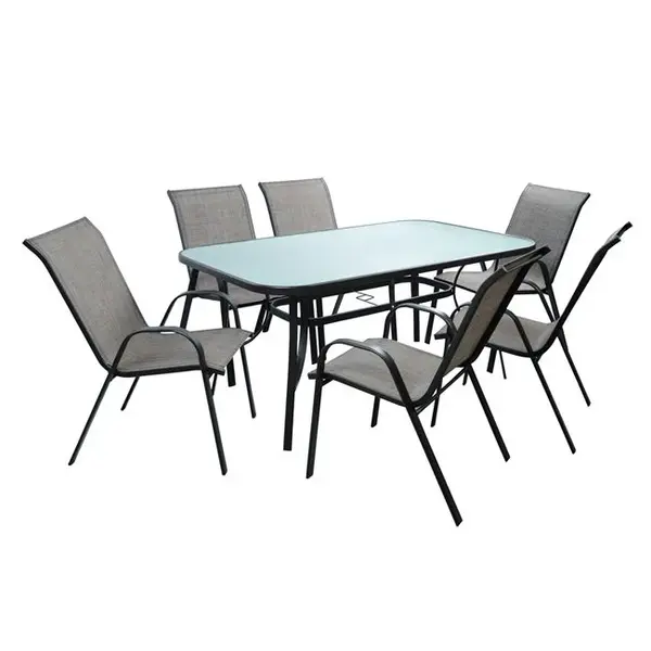 Set masa si scaune CUNEO 160x90x72cm - Gri inchis