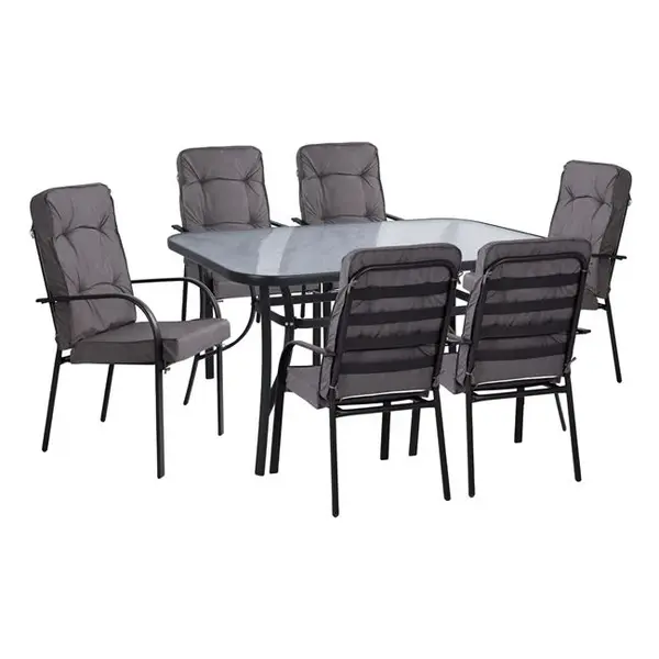 Set masa si scaune DAVIN 150x90x72cm - Gri inchis