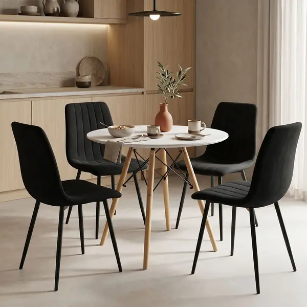 Set masa si scaune dining, 5 buc, Julita Noor, Pako, Alb 80x80x73 cm