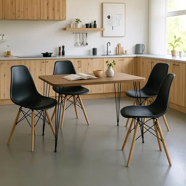 Set masa si scaune dining 5 buc. Julita - Polkan, Stejar, 120x60x82 cm