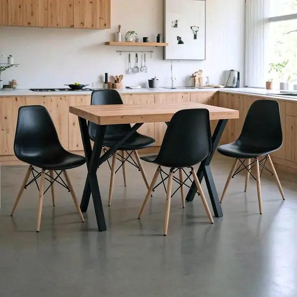 Set masa si scaune dining 5 buc. Julita - Zeryin, Stejar, 110x70x82 cm