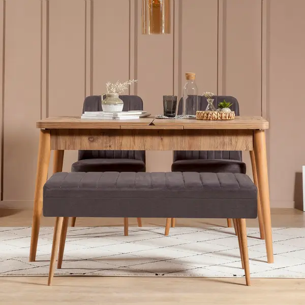 Set masă și scaune extensibile (4 bucăți) Vina 0701 - 3 -nAnthracite,nAtlantic Extendable Dining Table & Chairs Set 1, Stejar, 77x75x120 cm