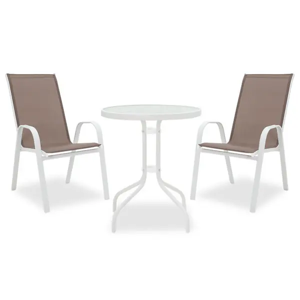 Set Masa si Scaune Gradina Calan-Watson 3 Piese Alb - Maro