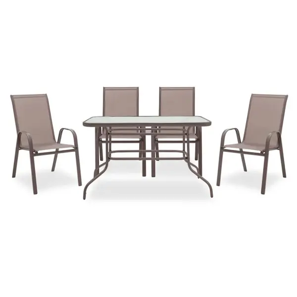 Set Masa si Scaune Gradina Valor-Calan 5 Piese Negru - Maro