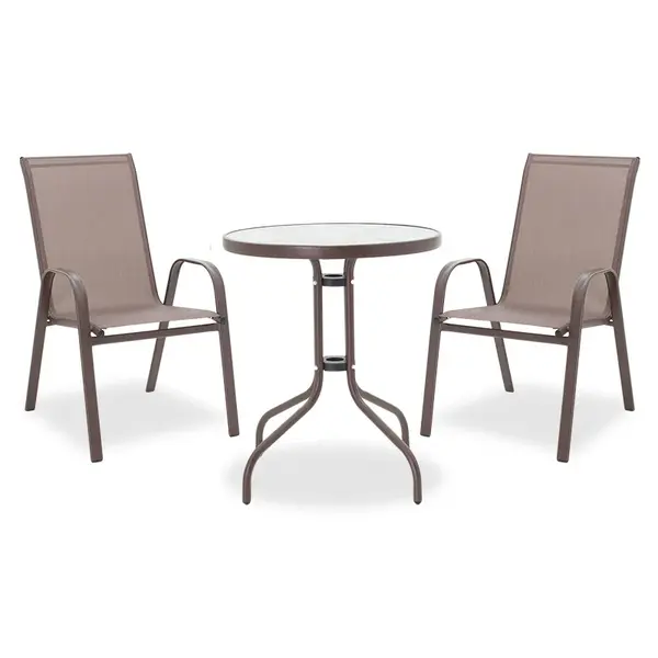 Set Masa si Scaune Gradina Watson-Calan 3 Piese, Maro, 70x60x70 cm