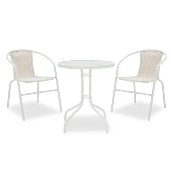 Set Masa si Scaune Gradina Watson-Obbi 3 Piese Alb