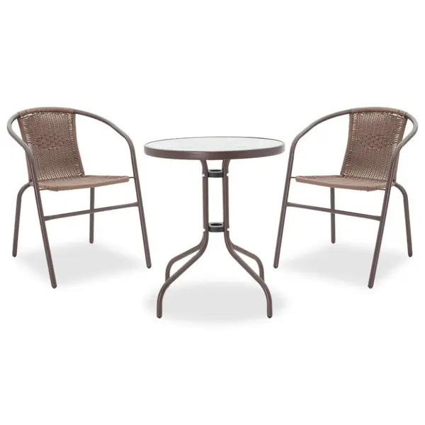 Set Masa si Scaune Gradina Watson-Obbi 3 Piese Maro