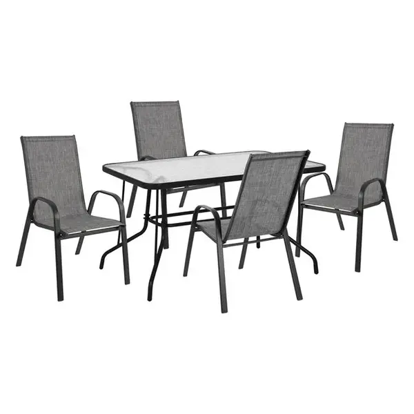 Set masa si scaune HOLMO 120x70 cm - Gri inchis