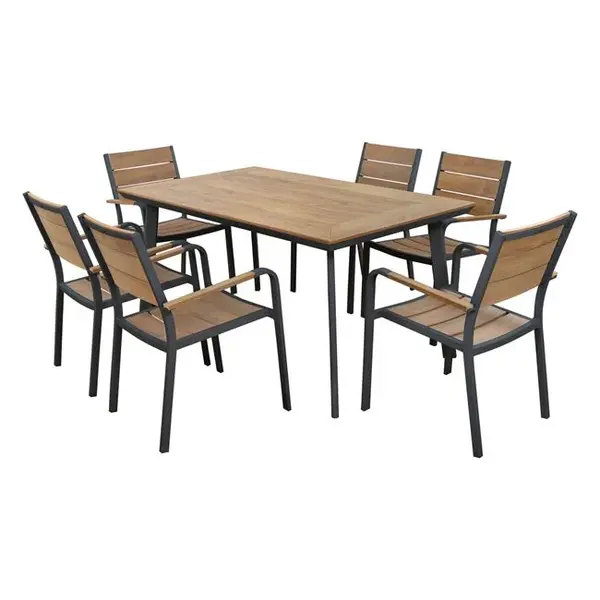 Set masa si scaune PADANA 160x92x72 cm GREY - Gri inchis