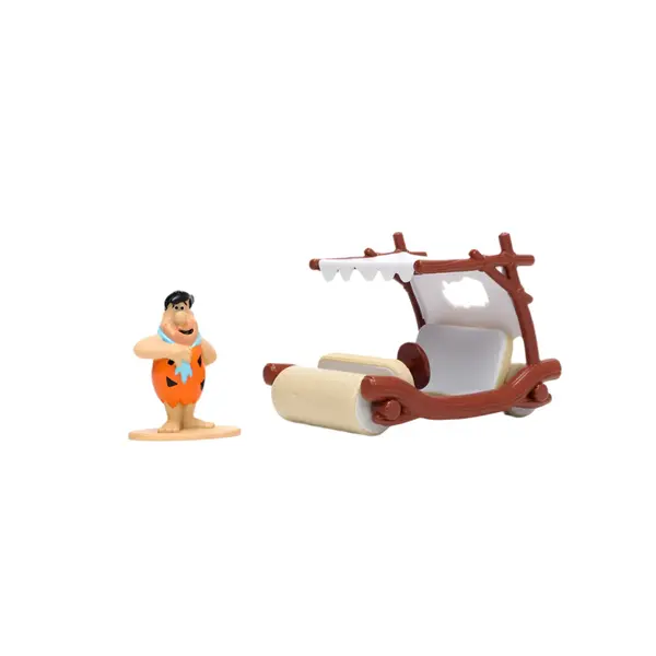 Set Masinuta Metalica Flintmobilul Scara 1:32 si Figurina Fred Flintstone