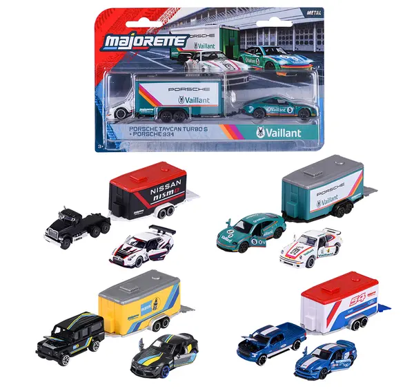 Set masinuta si transporter - Racing Deluxe Trailer (mai multe modele - pret pe bucata) | Majorette