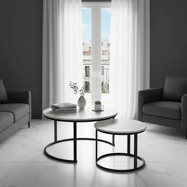 Set Masuta de cafea 2 buc Solme I Alb 80x80x45 cm