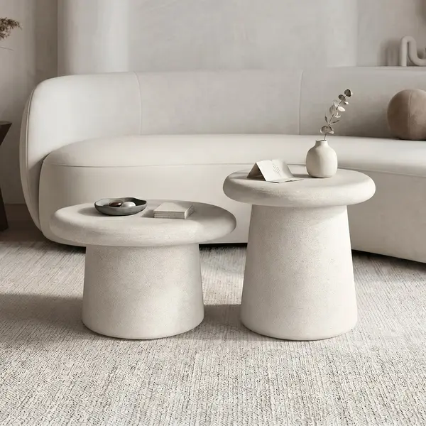 Set masute de cafea, 2 buc, Herona, Pako, Alb 60x60x40 cm