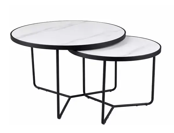 Set măsuțe de cafea Italia alb mat / negru mat ø80/h50 cm