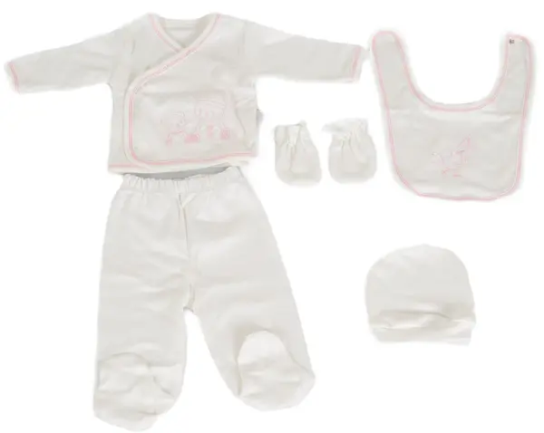 Set maternitate pentru bebeluşi Cangaroo - Welcome Angel, 5 piese, alb/roz