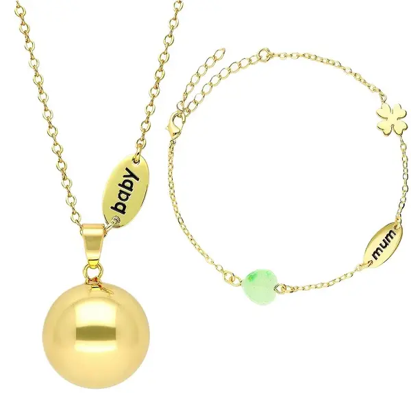 Set medalion și brățară pentru gravide Bola - Gold Love