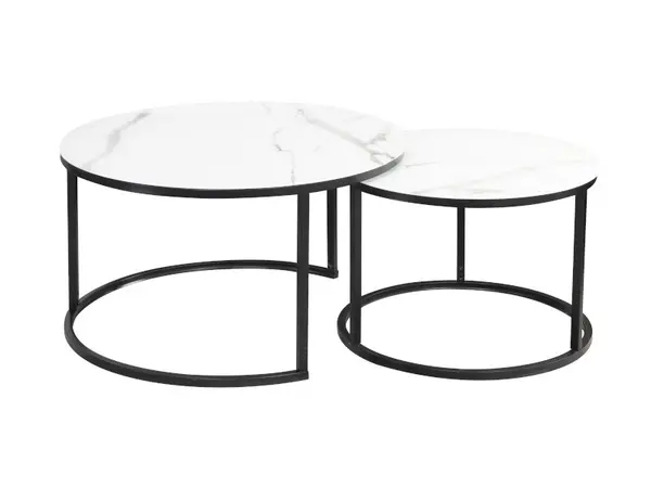 Set mese de cafea Atlanta C – Marmura Alba/Negru